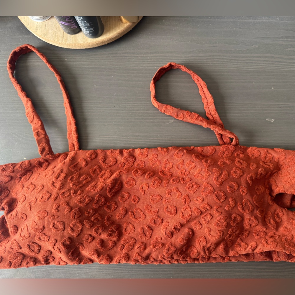 RVCA animal print Rust Bikini Top